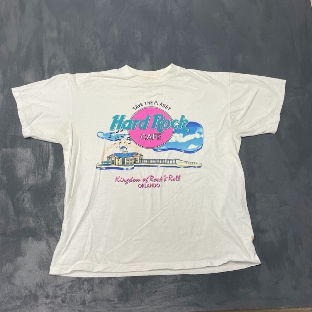 Vintage Hard rock cafe shirt mens XL White 1990s Orlando USA SIngle stitched